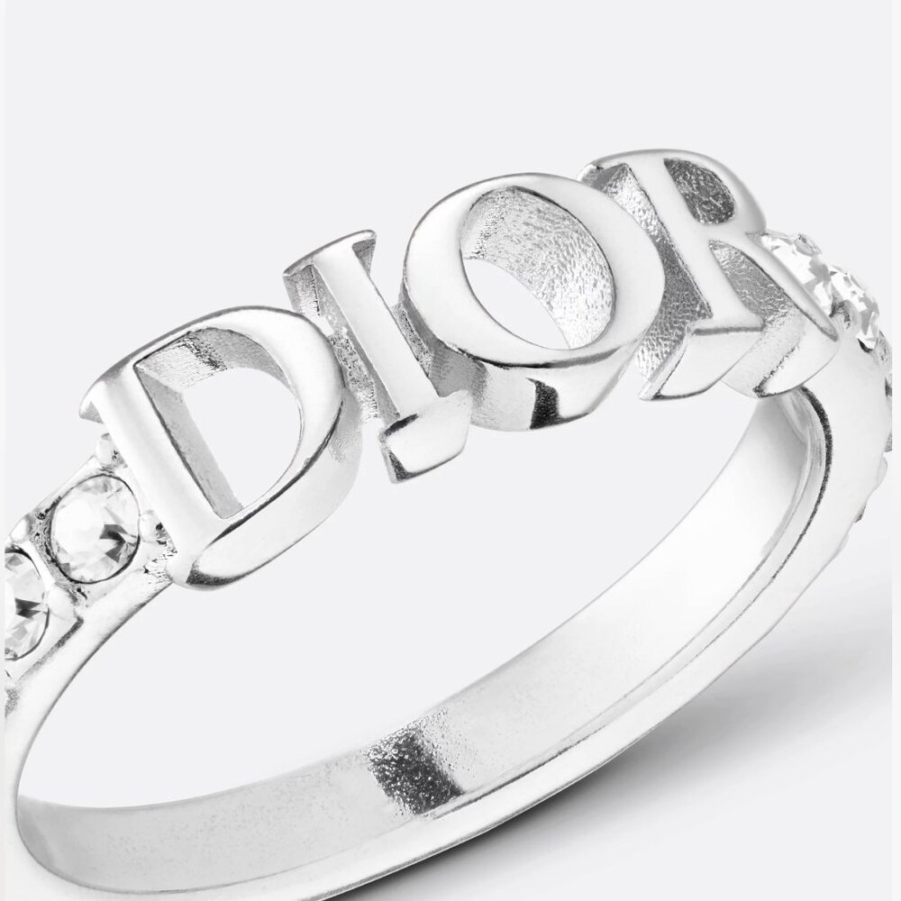 Authentic NWOT Dior Dio(r)evolution Ring Silver-Finish Metal and White Crystals